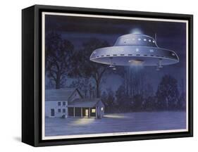 UFO with Classic Domed Disk and Four-Piece Landing Gear-null-Framed Stretched Canvas