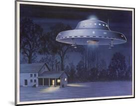 UFO with Classic Domed Disk and Four-Piece Landing Gear-null-Mounted Art Print