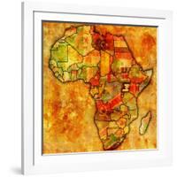 Uganda on Actual Map of Africa-michal812-Framed Art Print