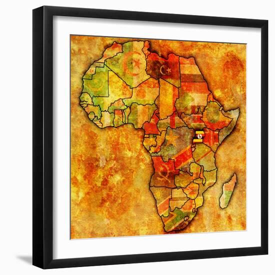 Uganda on Actual Map of Africa-michal812-Framed Art Print