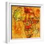 Uganda on Actual Map of Africa-michal812-Framed Art Print