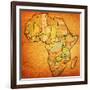 Uganda on Actual Map of Africa-michal812-Framed Art Print