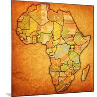 Uganda on Actual Map of Africa-michal812-Mounted Art Print