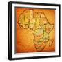 Uganda on Actual Map of Africa-michal812-Framed Art Print