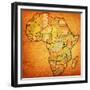 Uganda on Actual Map of Africa-michal812-Framed Premium Giclee Print