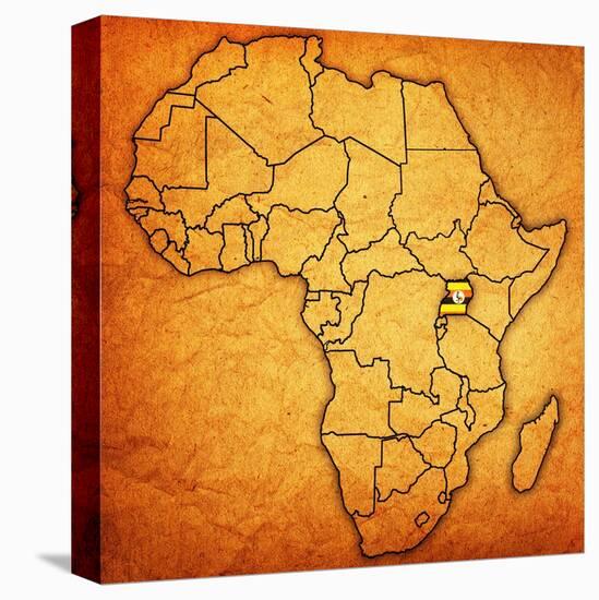 Uganda on Actual Map of Africa-michal812-Stretched Canvas