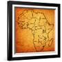 Uganda on Actual Map of Africa-michal812-Framed Art Print