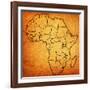 Uganda on Actual Map of Africa-michal812-Framed Art Print