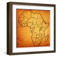 Uganda on Actual Map of Africa-michal812-Framed Art Print