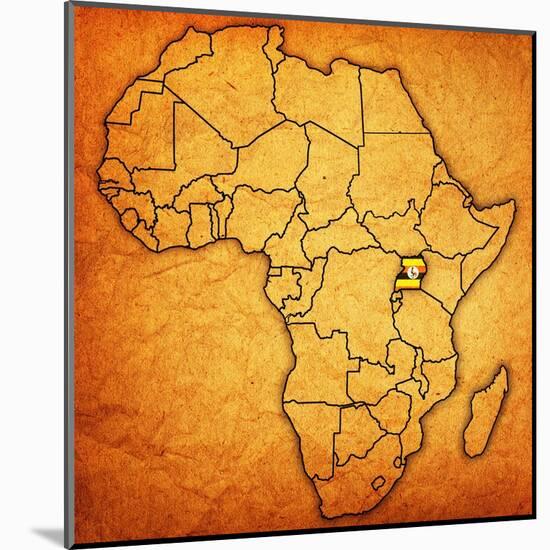 Uganda on Actual Map of Africa-michal812-Mounted Art Print