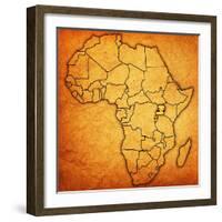 Uganda on Actual Map of Africa-michal812-Framed Art Print