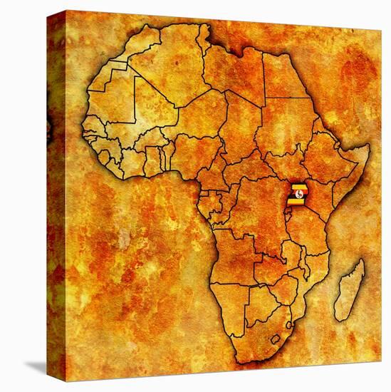 Uganda on Actual Map of Africa-michal812-Stretched Canvas