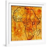 Uganda on Actual Map of Africa-michal812-Framed Art Print