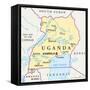Uganda Political Map-Peter Hermes Furian-Framed Stretched Canvas