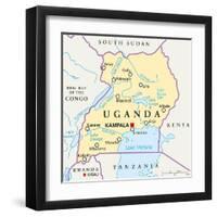 Uganda Political Map-Peter Hermes Furian-Framed Art Print