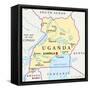 Uganda Political Map-Peter Hermes Furian-Framed Stretched Canvas