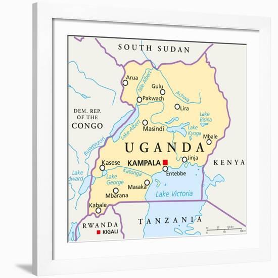 Uganda Political Map-Peter Hermes Furian-Framed Art Print