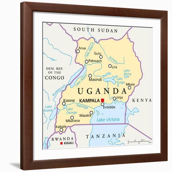 Uganda Political Map-Peter Hermes Furian-Framed Art Print