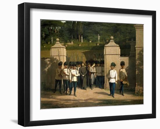 Ugo Bassi and Giovanni Livraghi Being Escorted to Charterhouse to Be Shot-Silvio Faccioli-Framed Giclee Print