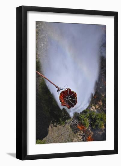 Uh-60 Black Hawk Helicopters Perform Water Drops Using Bambi Buckets-null-Framed Photographic Print