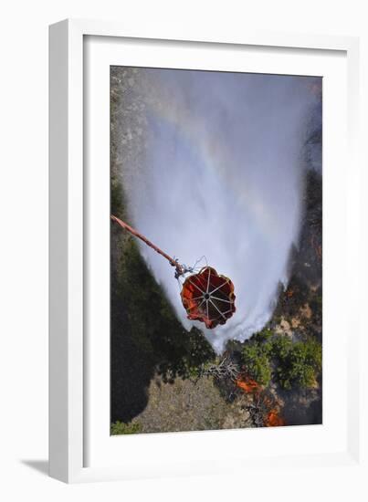 Uh-60 Black Hawk Helicopters Perform Water Drops Using Bambi Buckets-null-Framed Photographic Print