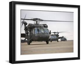 UH-60 Black Hawks Taxis Out for a Mission over Northern Iraq-null-Framed Premium Photographic Print