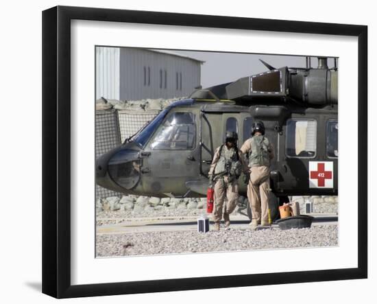 UH-60 Blackhawk Medivac Helicopter Refuels at Camp Warhorse after a Mission-Stocktrek Images-Framed Photographic Print