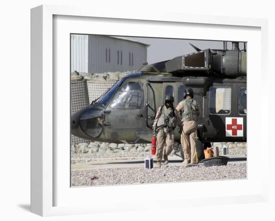 UH-60 Blackhawk Medivac Helicopter Refuels at Camp Warhorse after a Mission-Stocktrek Images-Framed Photographic Print