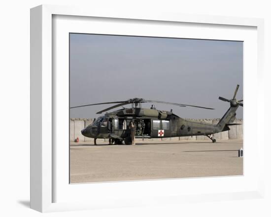 UH-60 Blackhawk Medivac Helicopter Refuels at Camp Warhorse after a Mission-Stocktrek Images-Framed Photographic Print