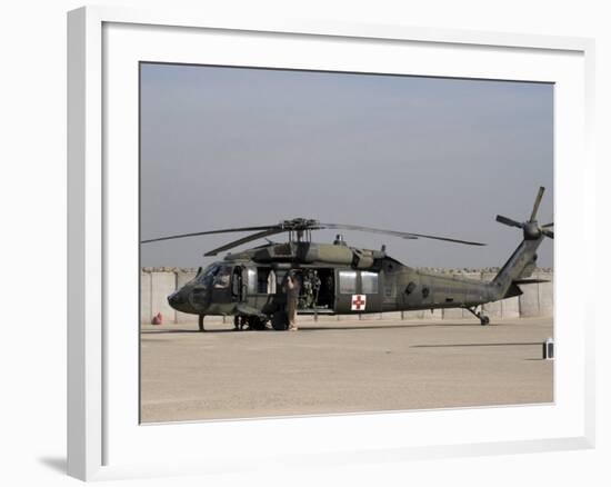 UH-60 Blackhawk Medivac Helicopter Refuels at Camp Warhorse after a Mission-Stocktrek Images-Framed Photographic Print