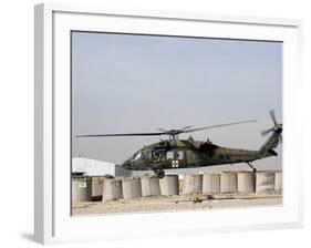 UH-60 Blackhawk Prepares to Land at Camp Warhorse to Refuel-Stocktrek Images-Framed Photographic Print