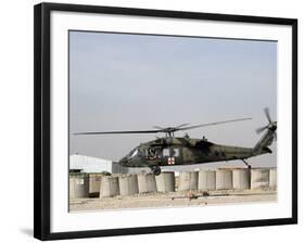 UH-60 Blackhawk Prepares to Land at Camp Warhorse to Refuel-Stocktrek Images-Framed Photographic Print