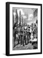 Uhlans Demanding Refreshments from Belgian Villagers, First World War, 1914-null-Framed Giclee Print