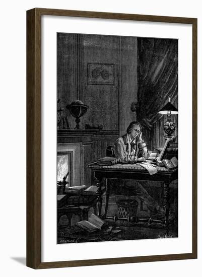 Ujj Leverrier, French Astronomer Calculating the Position of the Planet Neptune in 1846-null-Framed Giclee Print