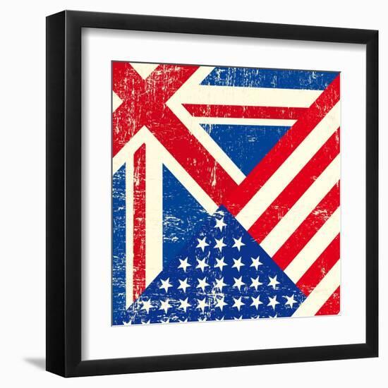 Uk And American Grunge Flag-TINTIN75-Framed Art Print