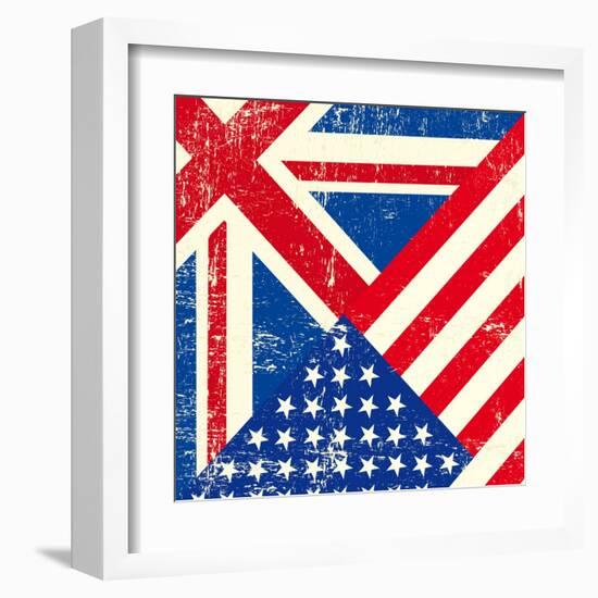 Uk And American Grunge Flag-TINTIN75-Framed Art Print