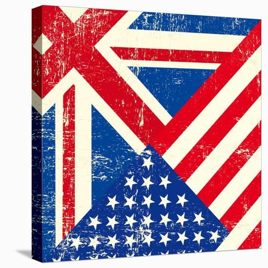 Uk And American Grunge Flag-TINTIN75-Stretched Canvas