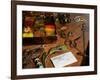 Uk, Antique Fly-Tying Equipment with a Traditionally Tied Salmon Fly in Vice on a Fly-Tiers Bench-John Warburton-lee-Framed Photographic Print