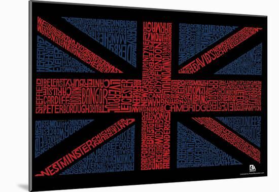 UK Cities Union Jack (Black) Text Poster-null-Mounted Poster