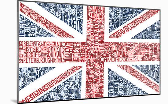 UK Cities Union Jack (White) Text Poster-null-Mounted Poster