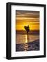 Uk, Cornwall, Polzeath. a Woman Comes in from an Evening Surf Against a Stunning Sunset.-Niels Van Gijn-Framed Photographic Print