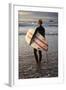 Uk, Cornwall, Polzeath. a Woman Looks Out to See, Preparing for an Evening Surf. Mr-Niels Van Gijn-Framed Photographic Print