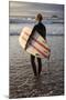 Uk, Cornwall, Polzeath. a Woman Looks Out to See, Preparing for an Evening Surf. Mr-Niels Van Gijn-Mounted Photographic Print