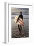 Uk, Cornwall, Polzeath. a Woman Looks Out to See, Preparing for an Evening Surf. Mr-Niels Van Gijn-Framed Photographic Print