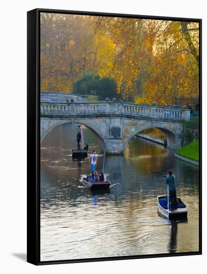 UK, England, Cambridge, the Backs, Clare and King's College Bridges over River Cam in Autumn-Alan Copson-Framed Stretched Canvas