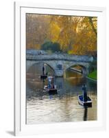 UK, England, Cambridge, the Backs, Clare and King's College Bridges over River Cam in Autumn-Alan Copson-Framed Photographic Print