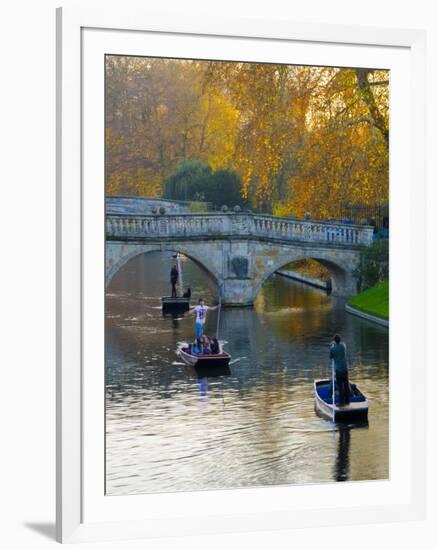 UK, England, Cambridge, the Backs, Clare and King's College Bridges over River Cam in Autumn-Alan Copson-Framed Photographic Print