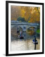 UK, England, Cambridge, the Backs, Clare and King's College Bridges over River Cam in Autumn-Alan Copson-Framed Photographic Print