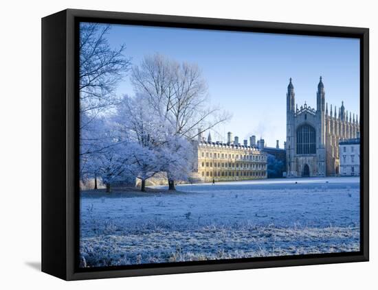 UK, England, Cambridgeshire, Cambridge, the Backs, King's College Chapel in Winter-Alan Copson-Framed Stretched Canvas