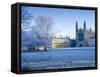 UK, England, Cambridgeshire, Cambridge, the Backs, King's College Chapel in Winter-Alan Copson-Framed Stretched Canvas